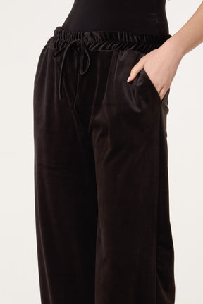 Velvet Pockets Wide Leg Trousers