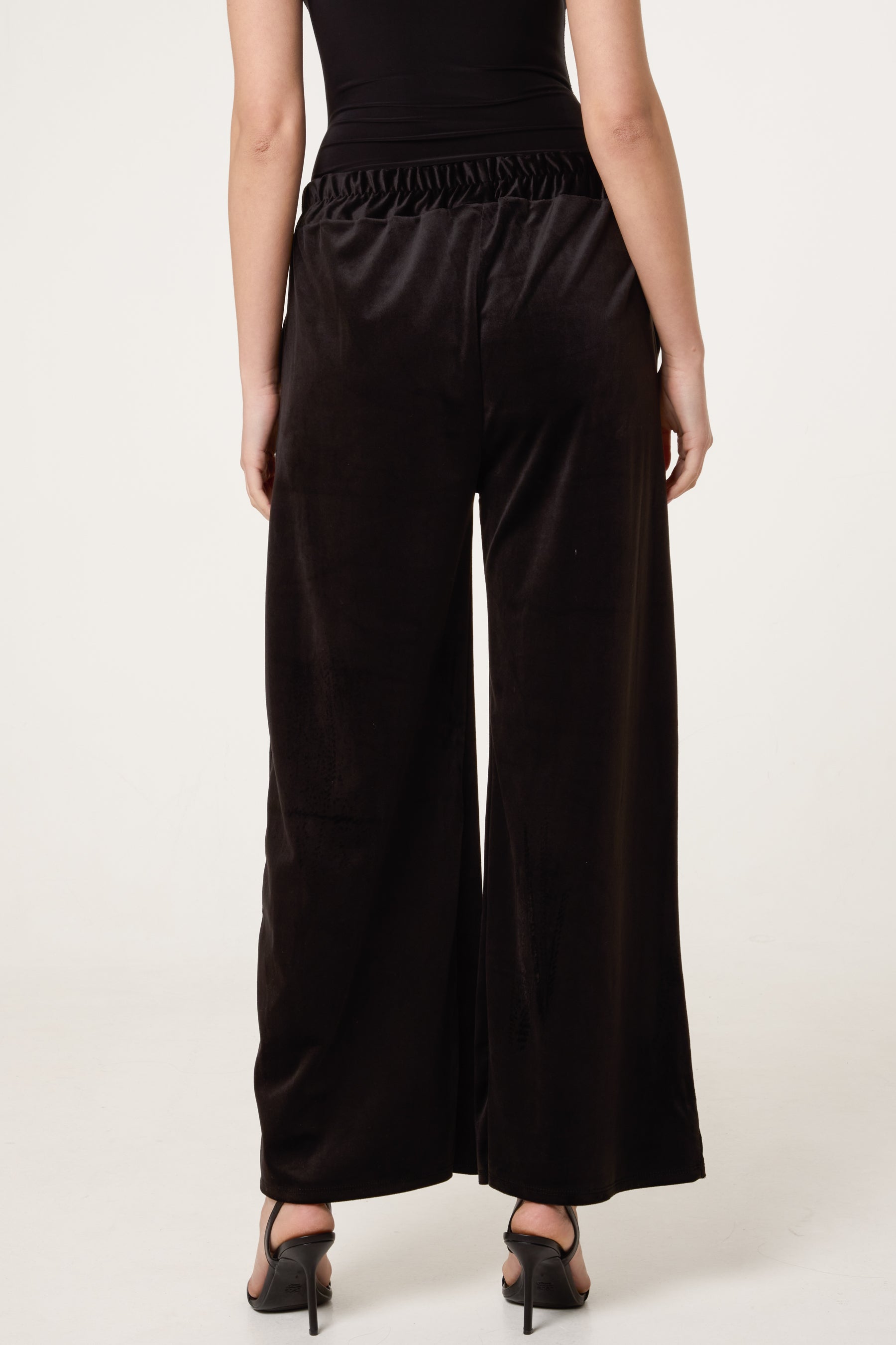 Velvet Pockets Wide Leg Trousers
