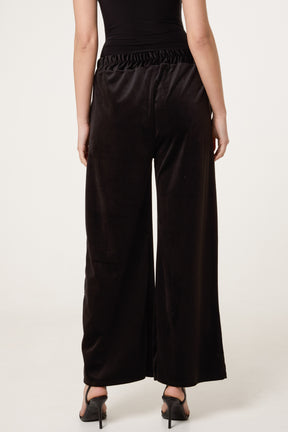 Velvet Pockets Wide Leg Trousers