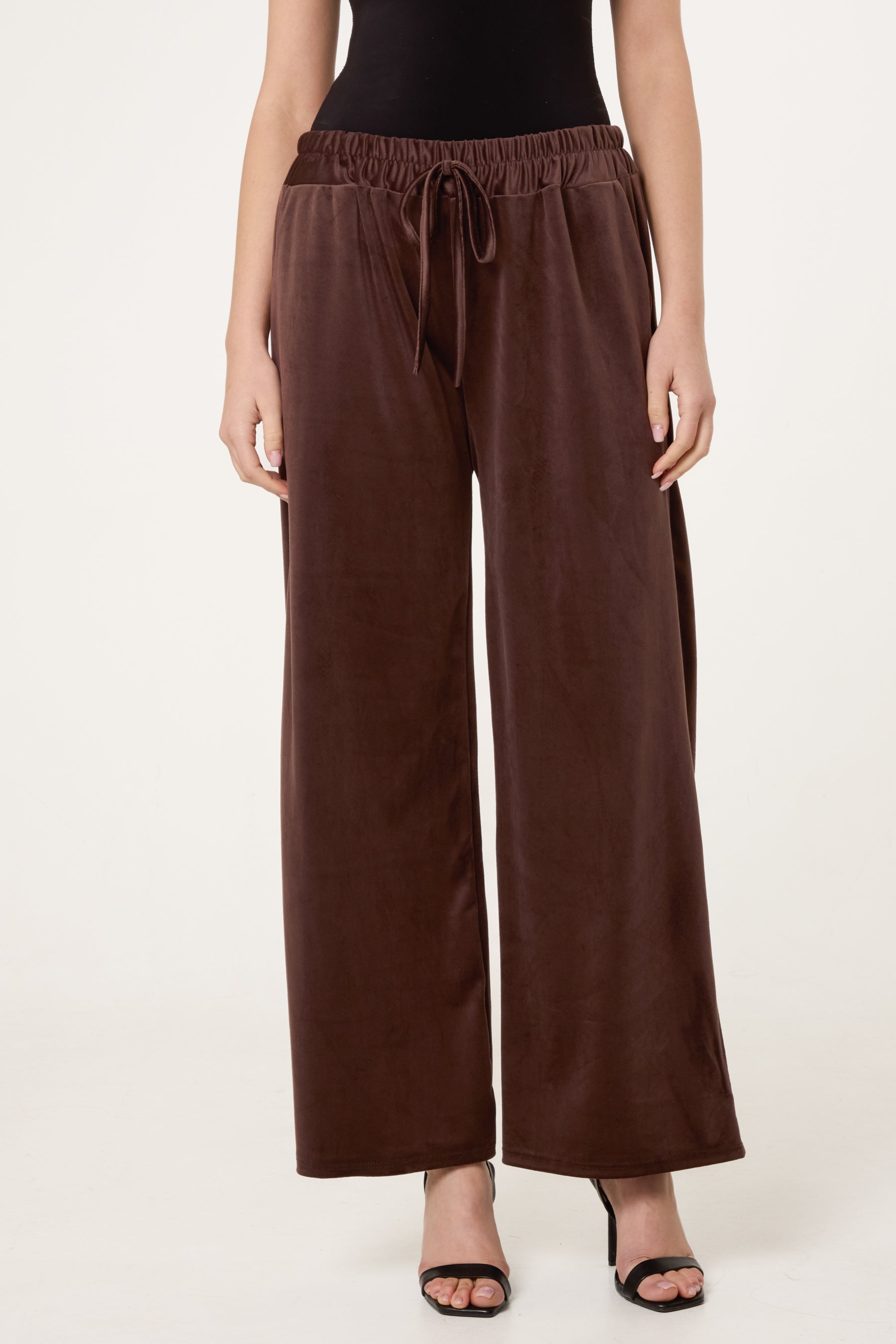 Velvet Pockets Wide Leg Trousers