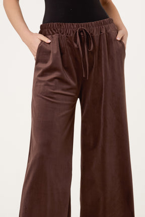 Velvet Pockets Wide Leg Trousers