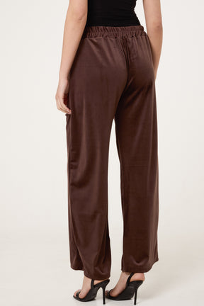 Velvet Pockets Wide Leg Trousers
