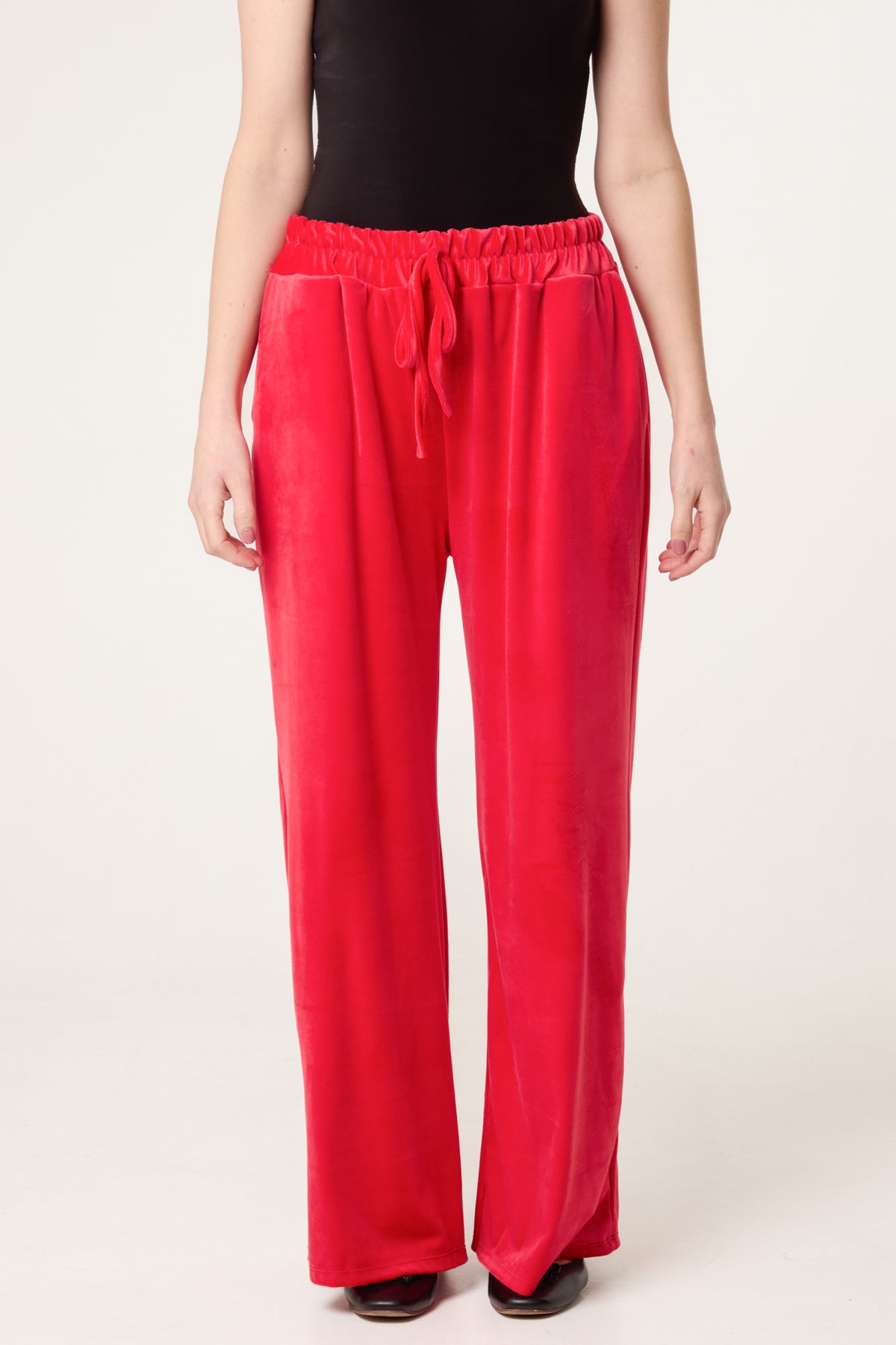 Velvet Pockets Wide Leg Trousers