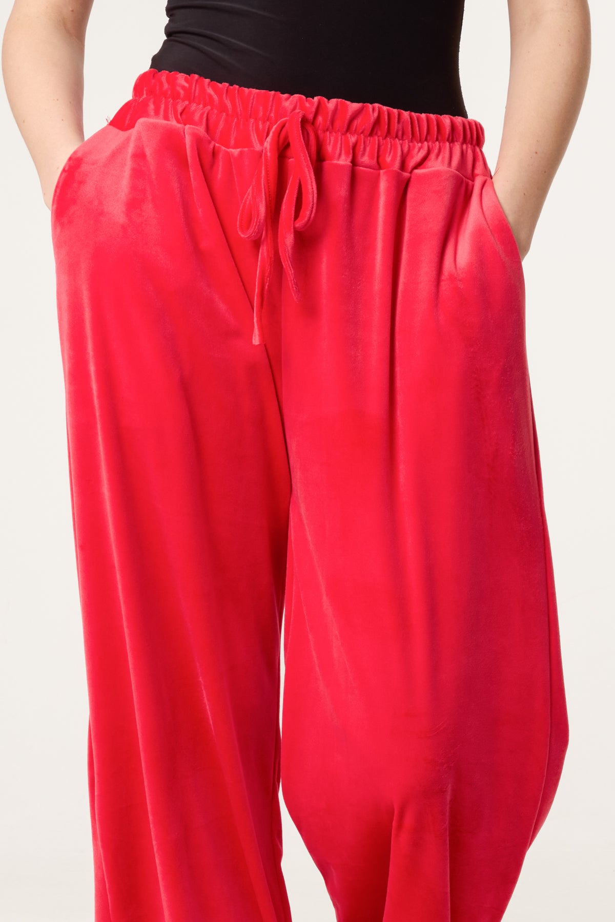 Velvet Pockets Wide Leg Trousers