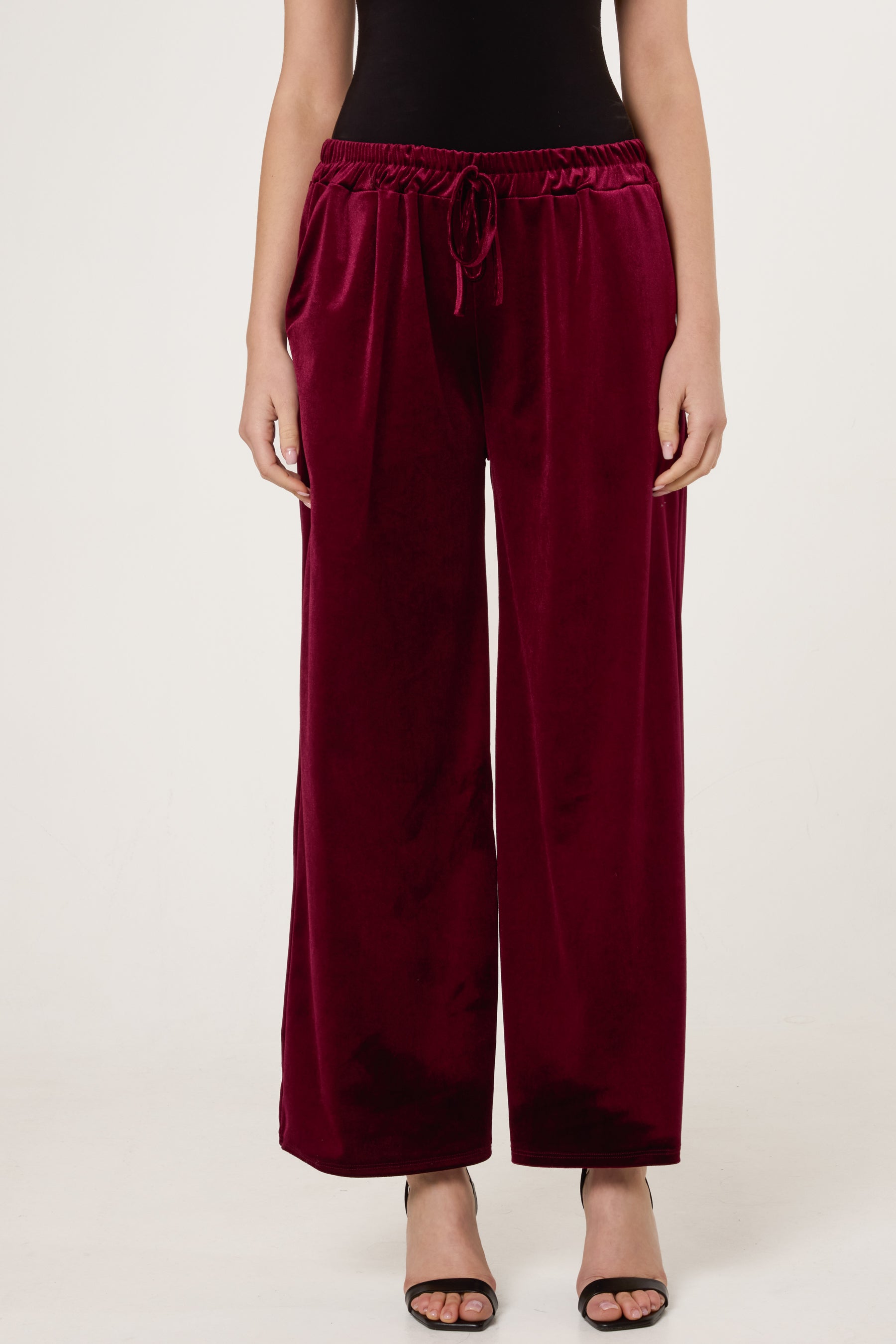 Velvet Pockets Wide Leg Trousers