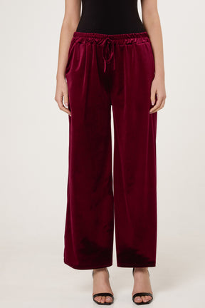 Velvet Pockets Wide Leg Trousers