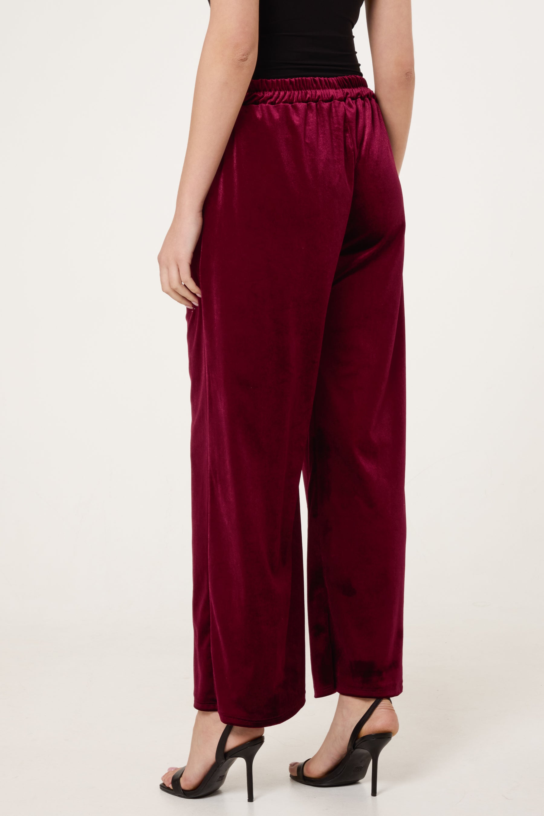 Velvet Pockets Wide Leg Trousers