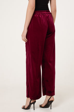Velvet Pockets Wide Leg Trousers