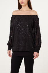 Bardot Metallic Glitter Chiffon Blouse