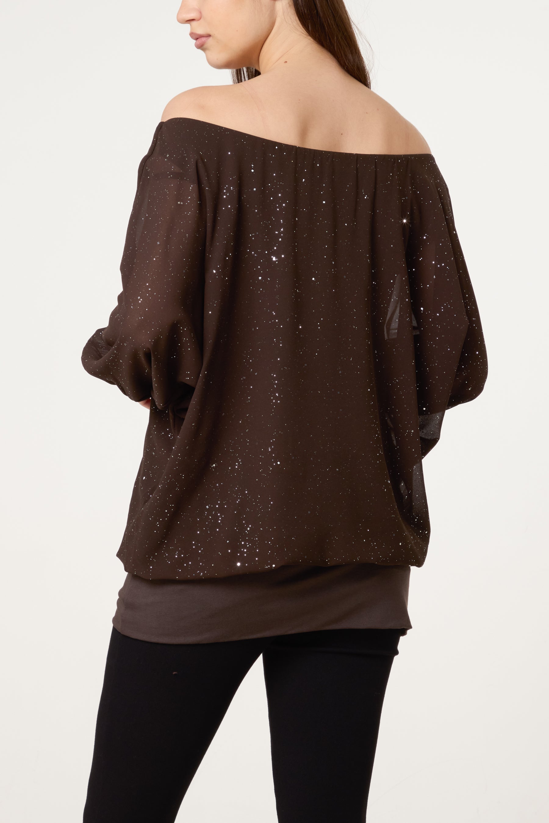 Bardot Metallic Glitter Chiffon Blouse