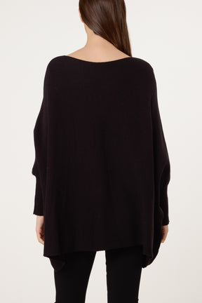 Batwing Sleeve Ribbed Cuff Jumper