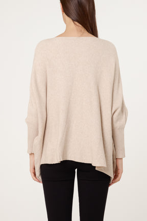 Batwing Sleeve Ribbed Cuff Jumper
