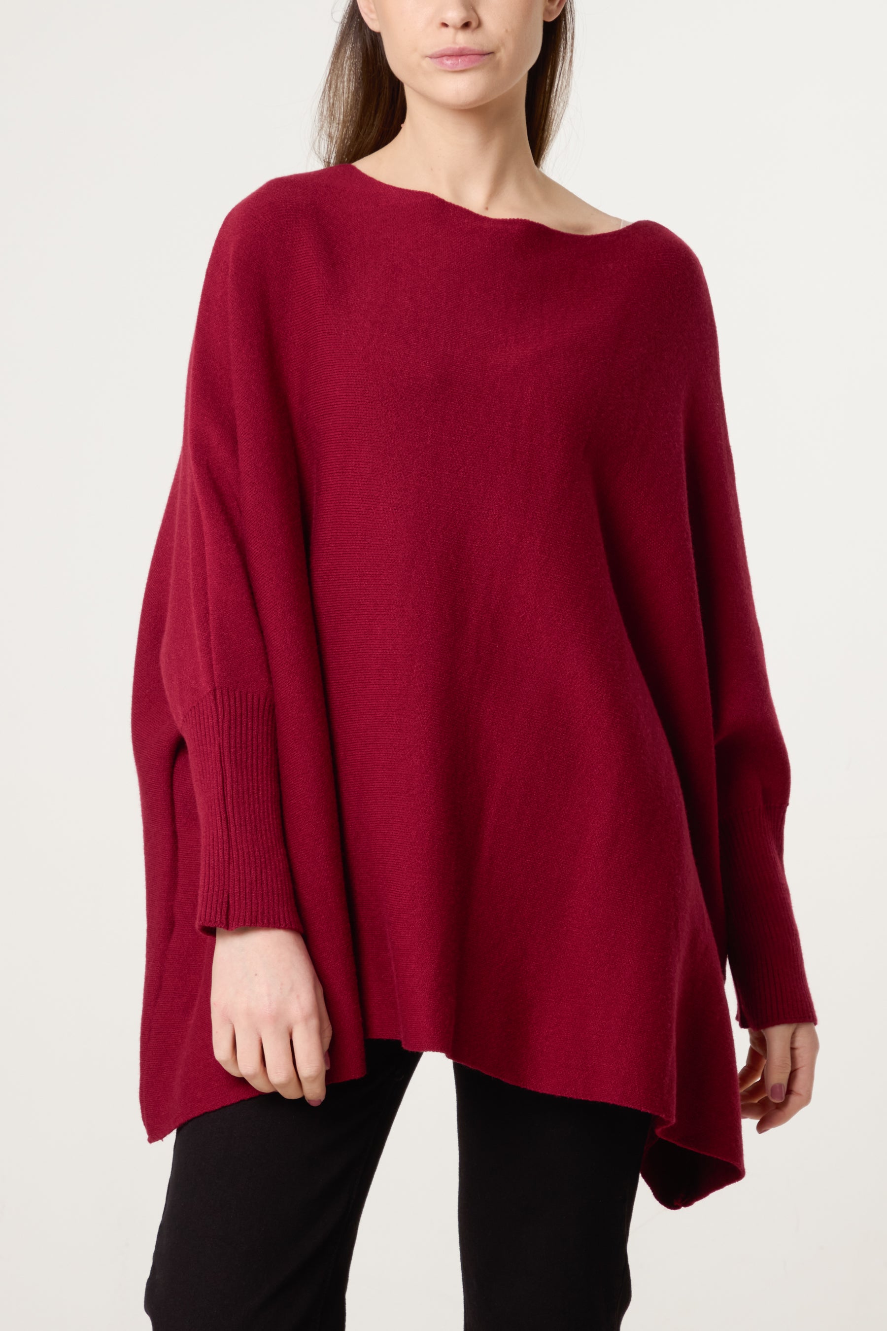Batwing Sleeve Ribbed Cuff Jumper