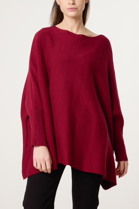 Batwing Sleeve Ribbed Cuff Jumper