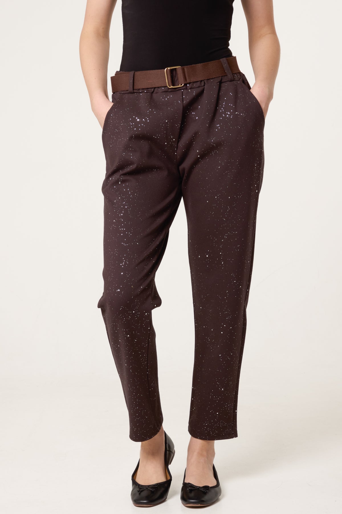 Metallic Glitter Jersey Trousers