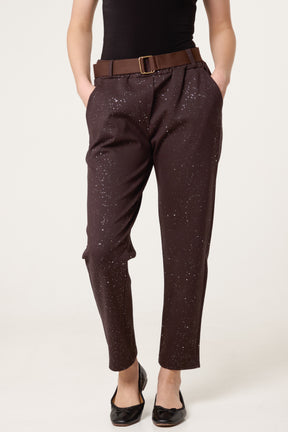 Metallic Glitter Jersey Trousers