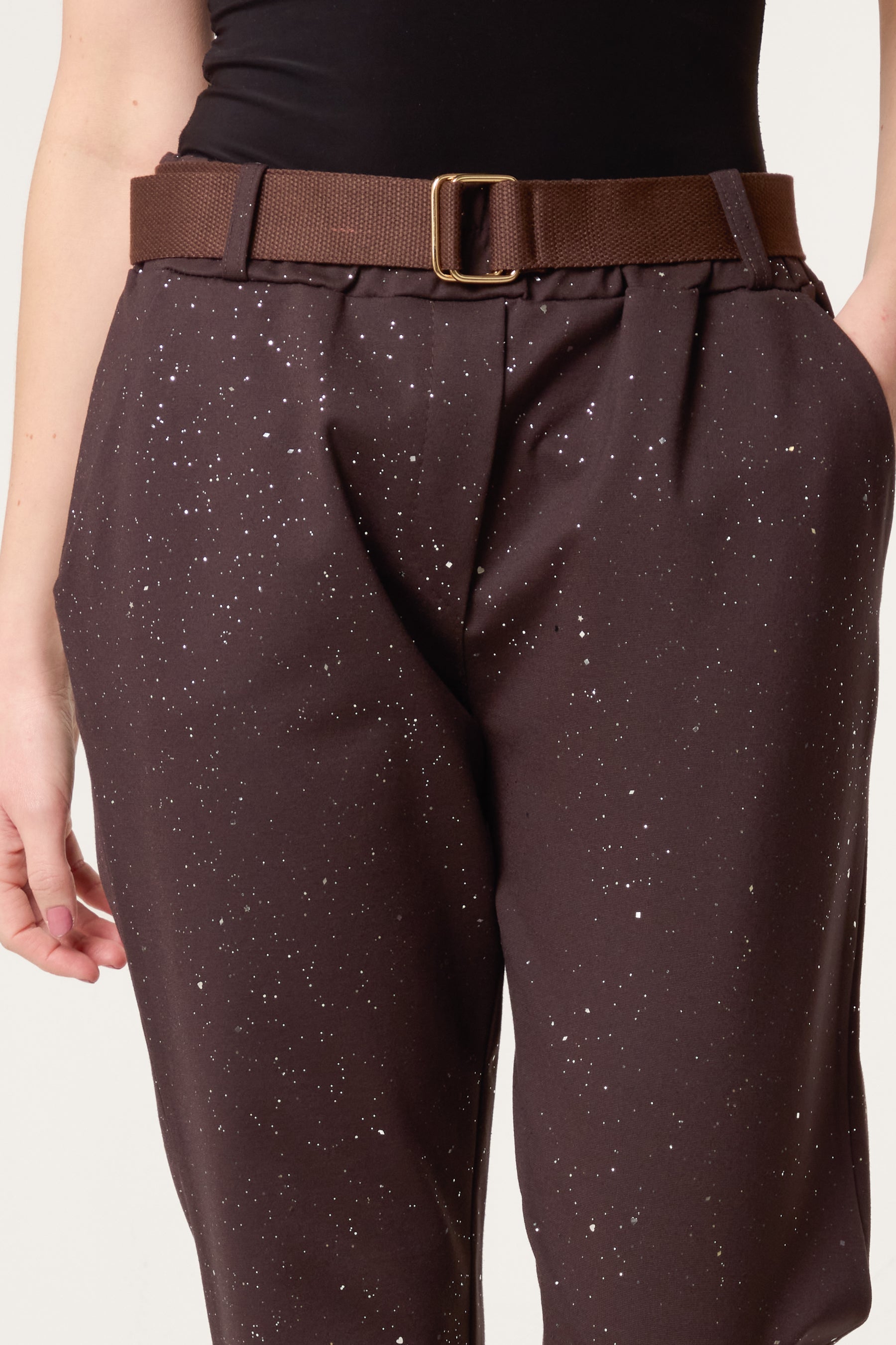 Metallic Glitter Jersey Trousers