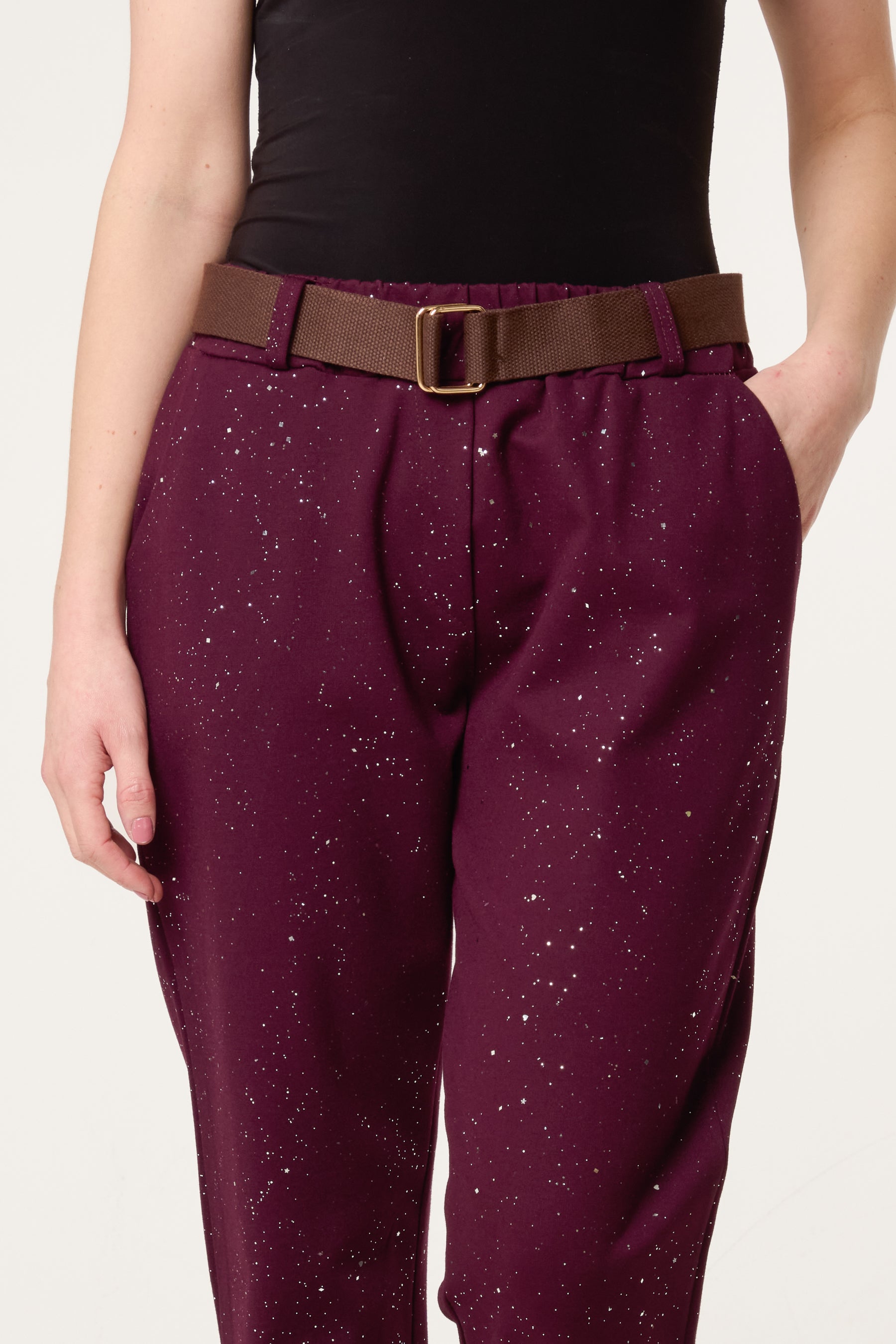 Metallic Glitter Jersey Trousers