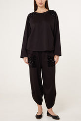 Sequin Detail Barrel Trouser Co-Ord