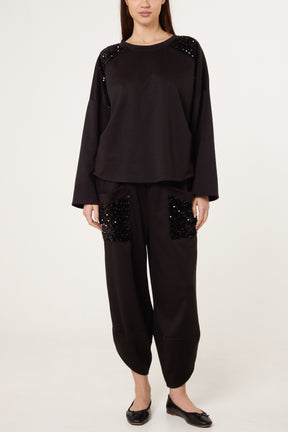 Sequin Detail Barrel Trouser Co-Ord