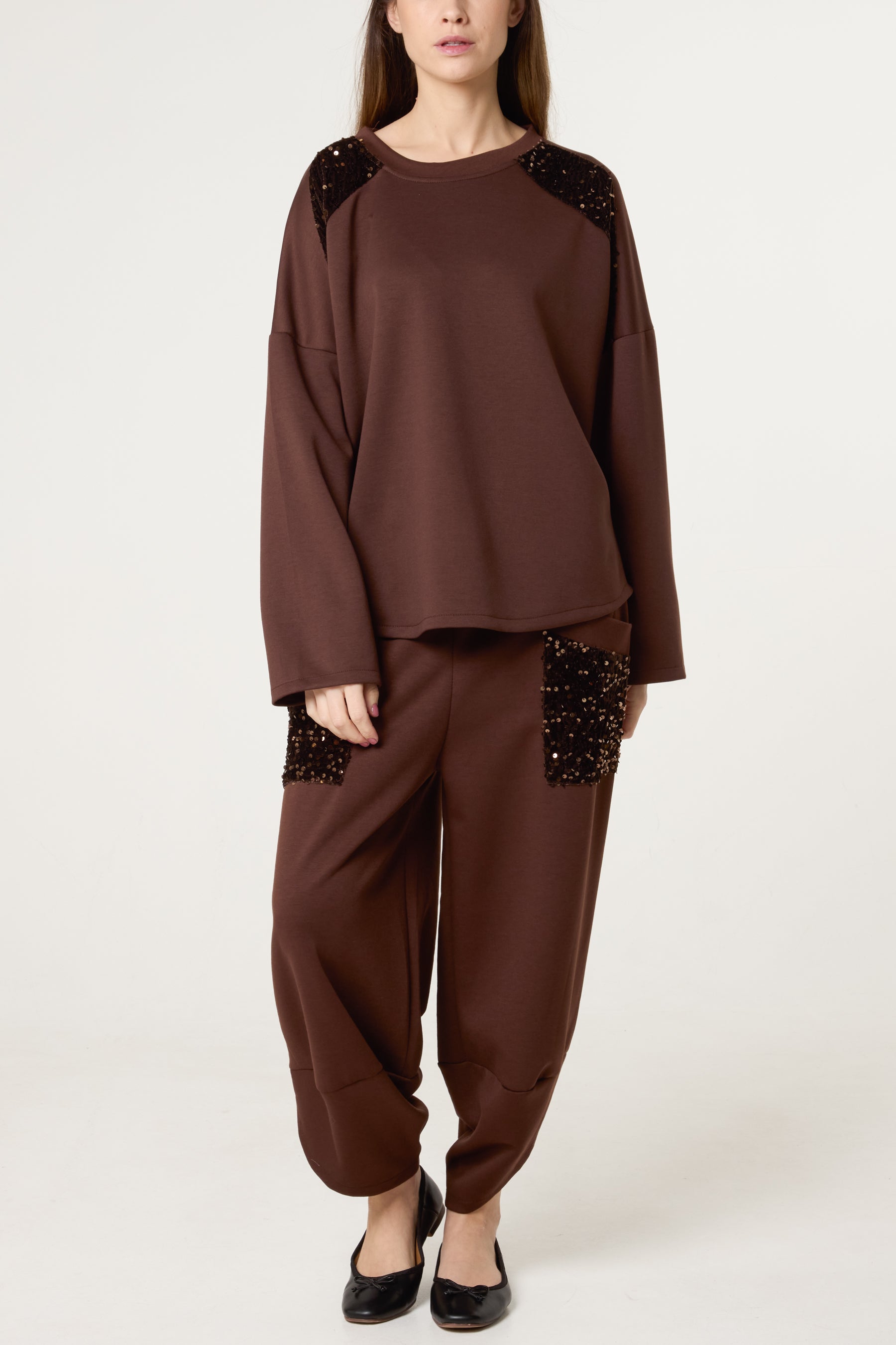 Sequin Detail Barrel Trouser Co-Ord