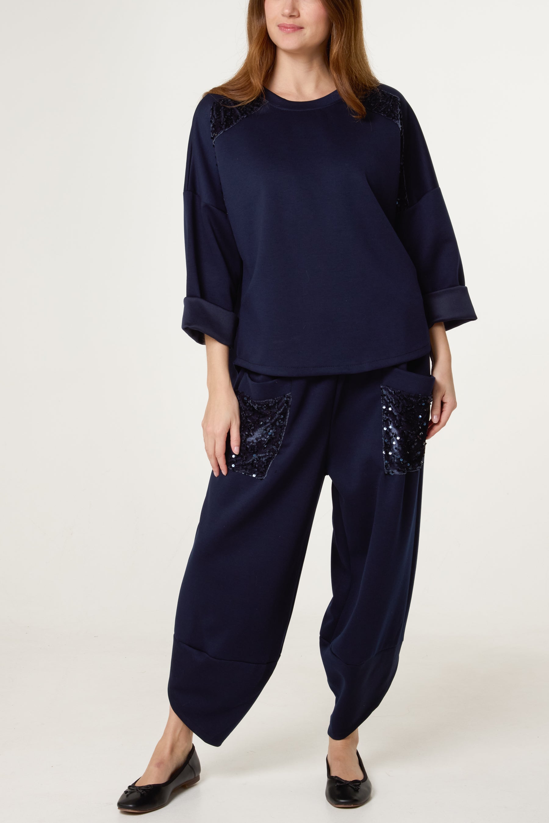 Sequin Detail Barrel Trouser Co-Ord