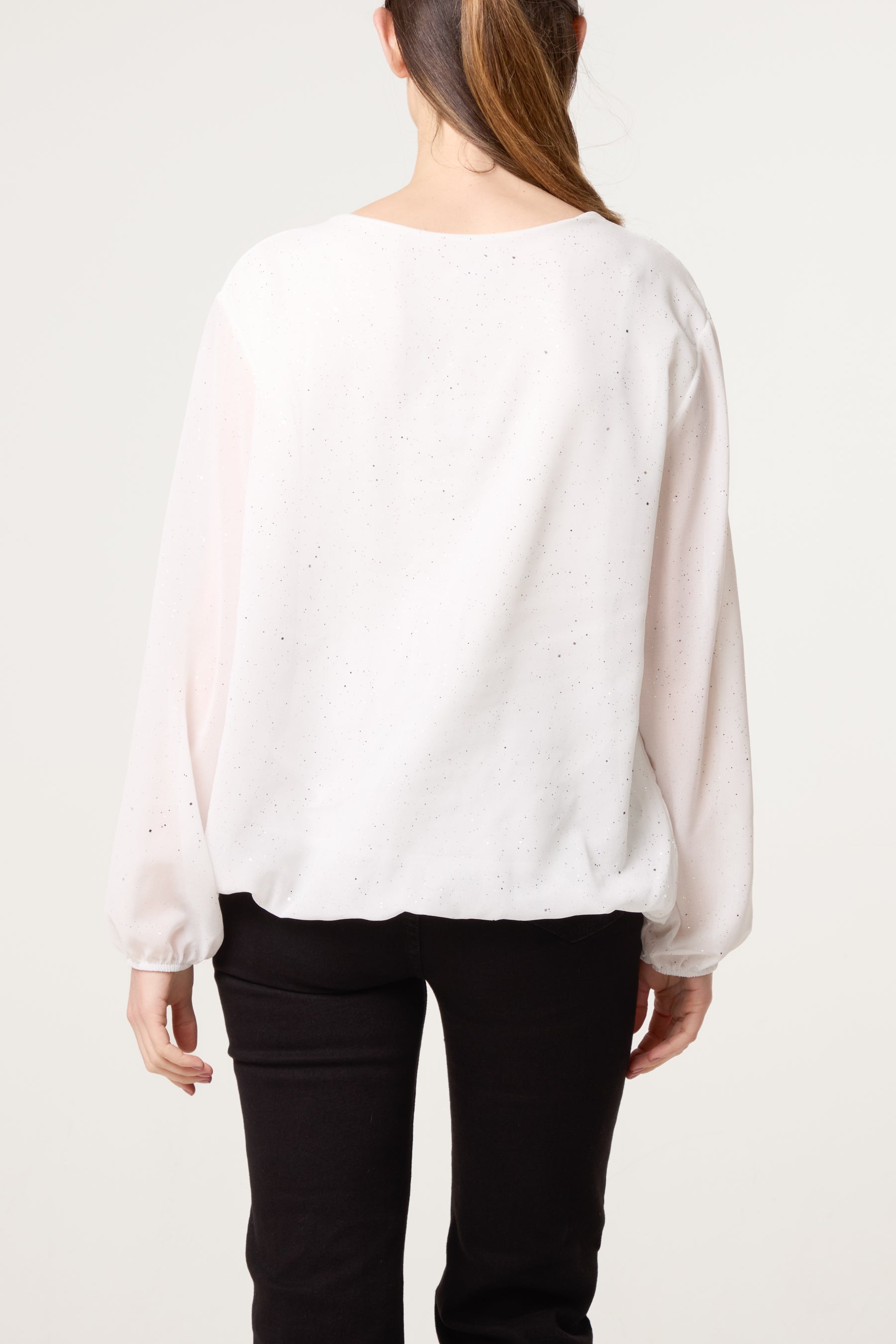 Metallic Glitter Gold Trim Blouse