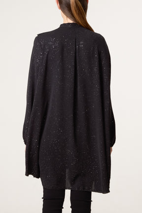 Metallic Glitter Ruffle Blouse