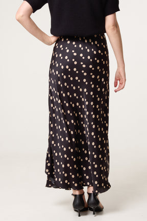 Satin Polka Dot Midi Skirt