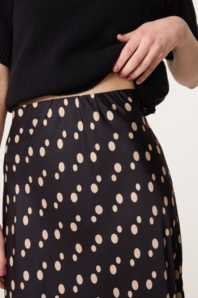 Satin Polka Dot Midi Skirt