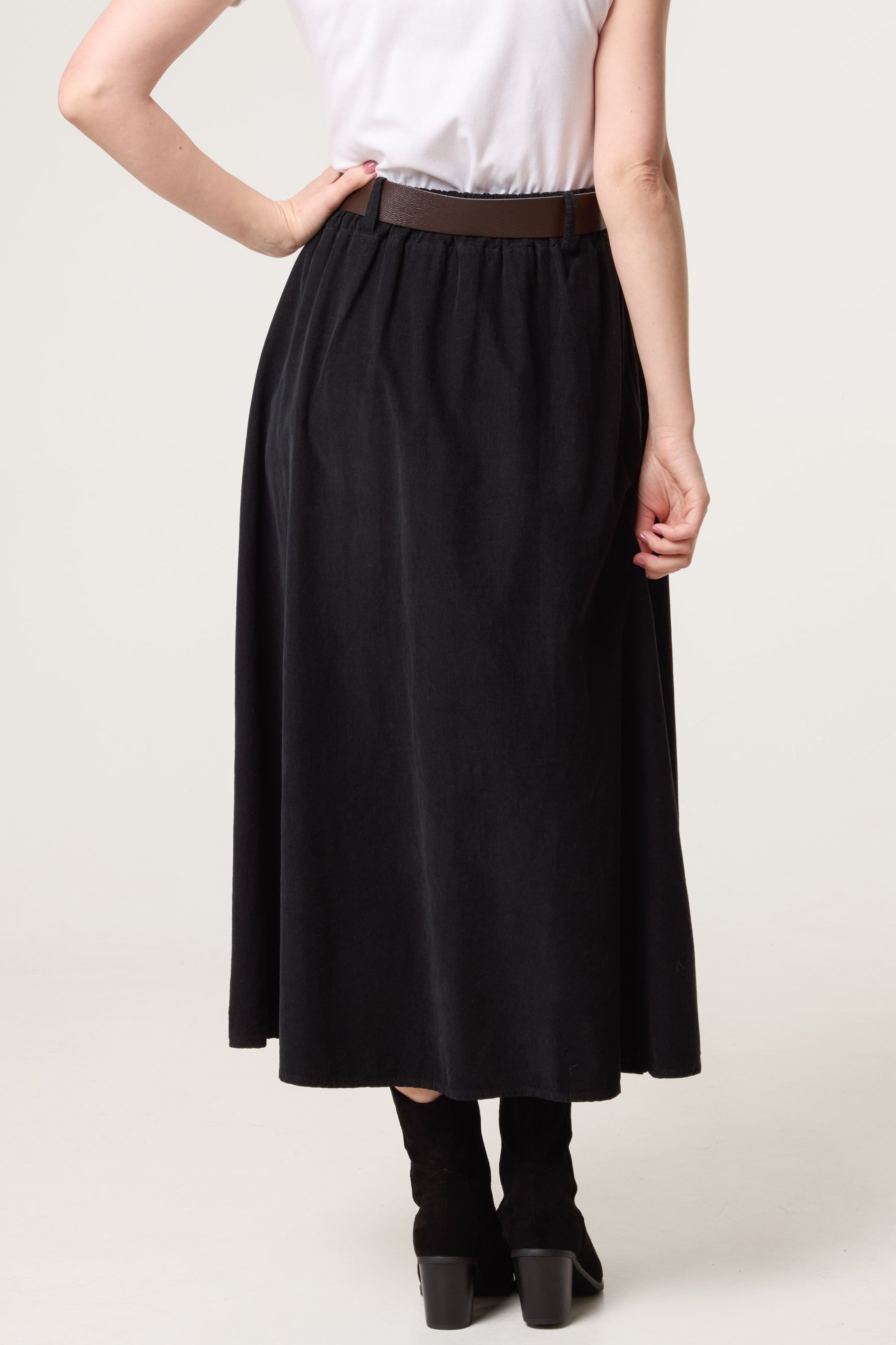 Baby Corduroy Belted Midi Skirt