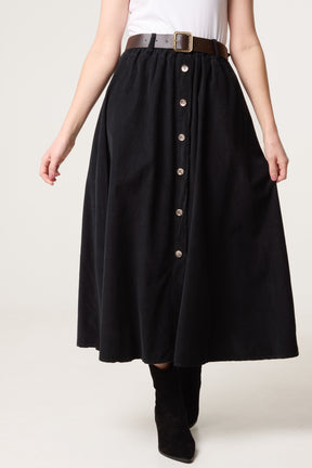 Baby Corduroy Belted Midi Skirt