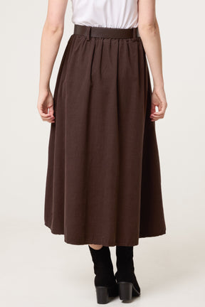 Baby Corduroy Belted Midi Skirt