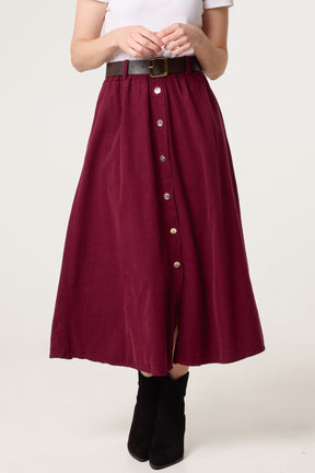 Baby Corduroy Belted Midi Skirt