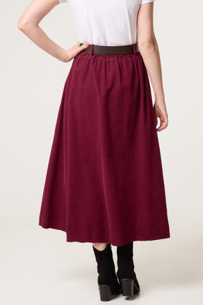 Baby Corduroy Belted Midi Skirt