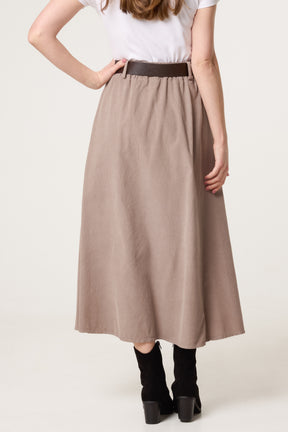 Baby Corduroy Belted Midi Skirt