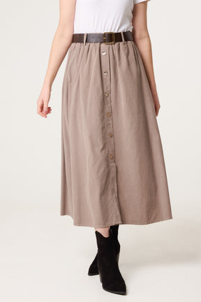 Baby Corduroy Belted Midi Skirt