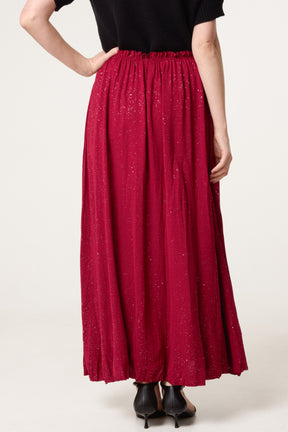 Crinkle Metallic Glitter Midi Skirt