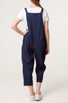 Straight Leg Pocket Denim Dungarees