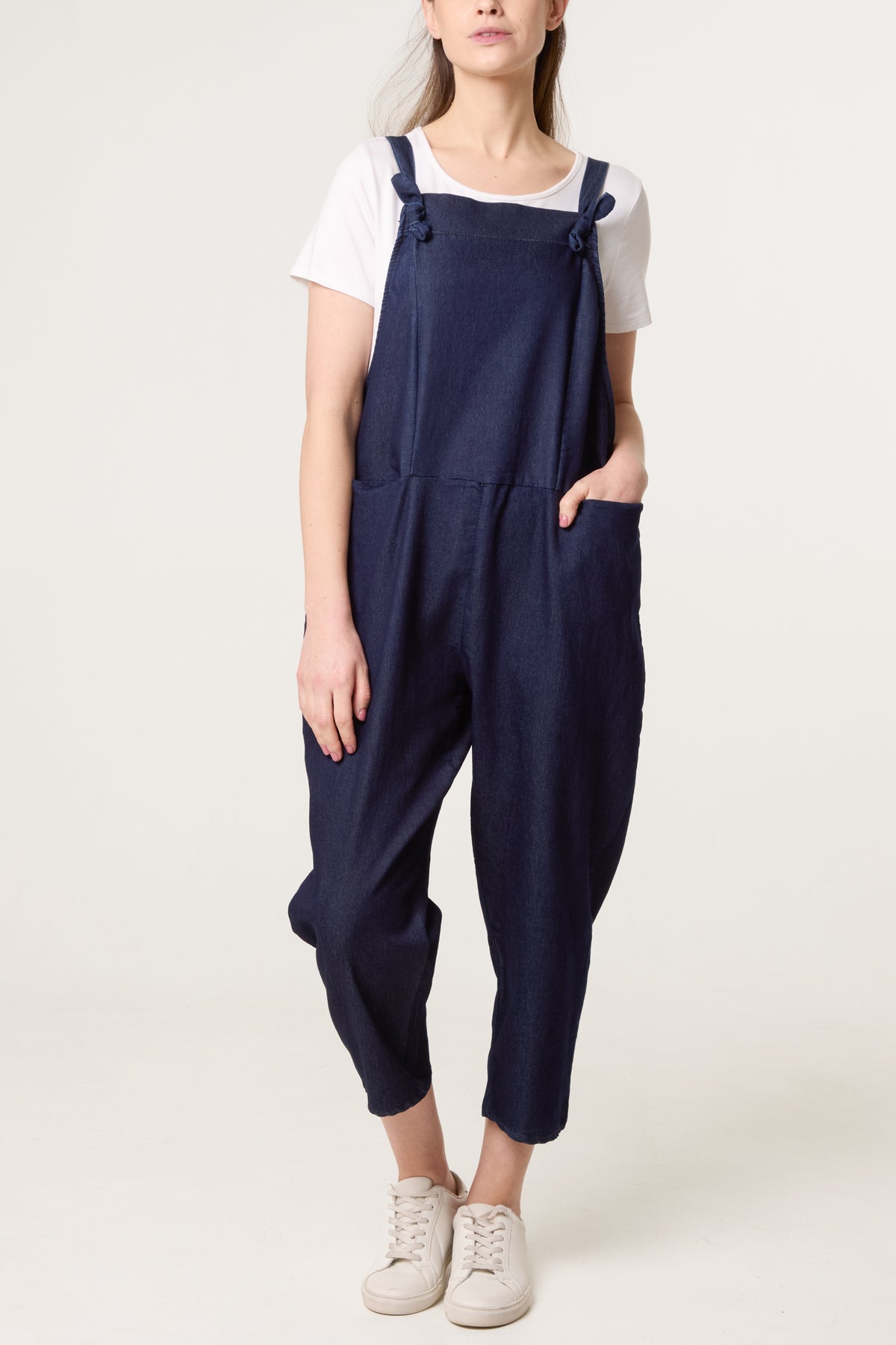 Straight Leg Pocket Denim Dungarees