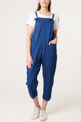 Straight Leg Pocket Denim Dungarees