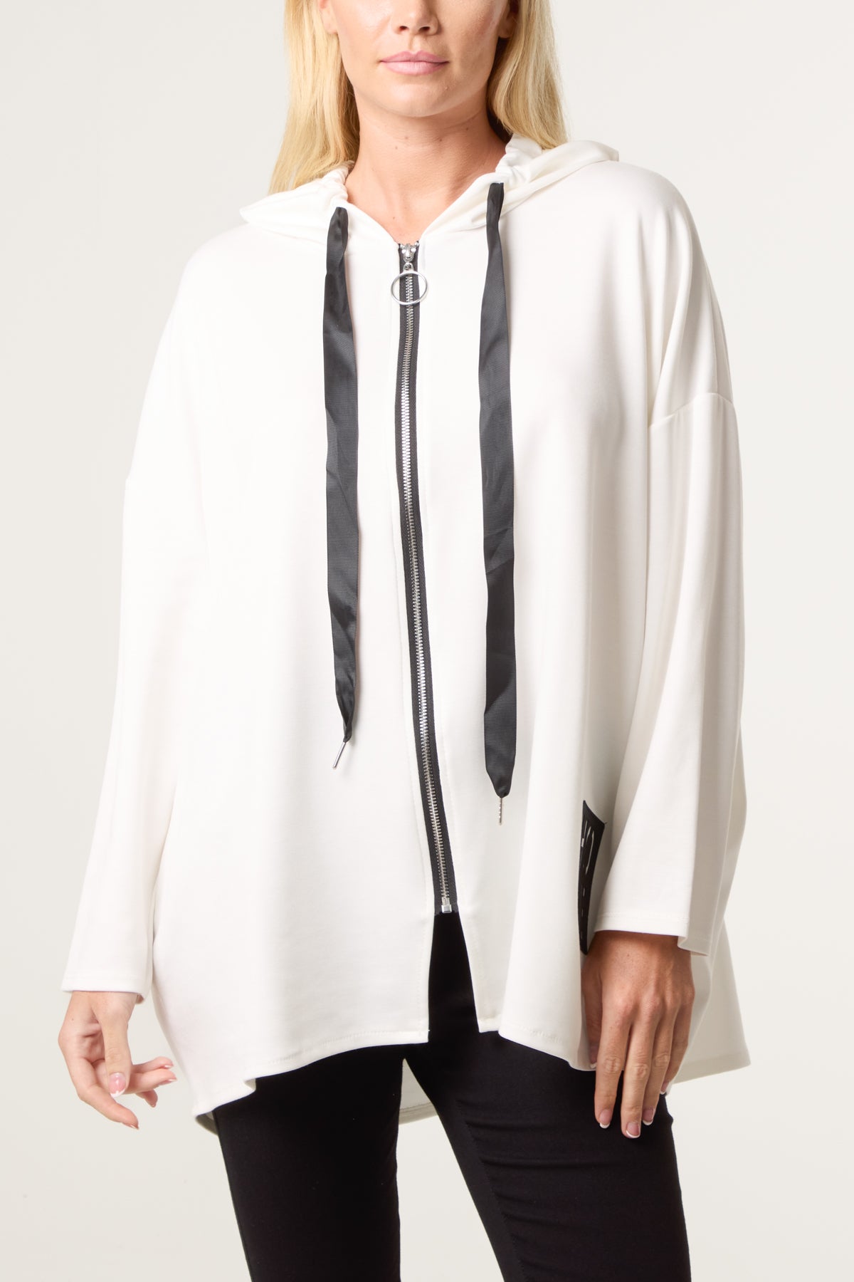 "Hope" Detail Zip Up Hoodie