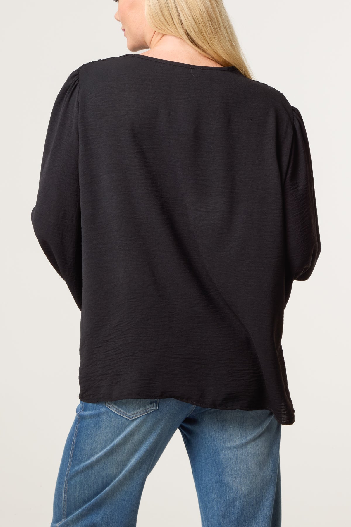 Collarless Button Through Blouse