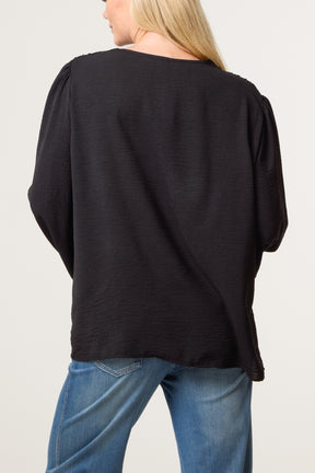 Collarless Button Through Blouse