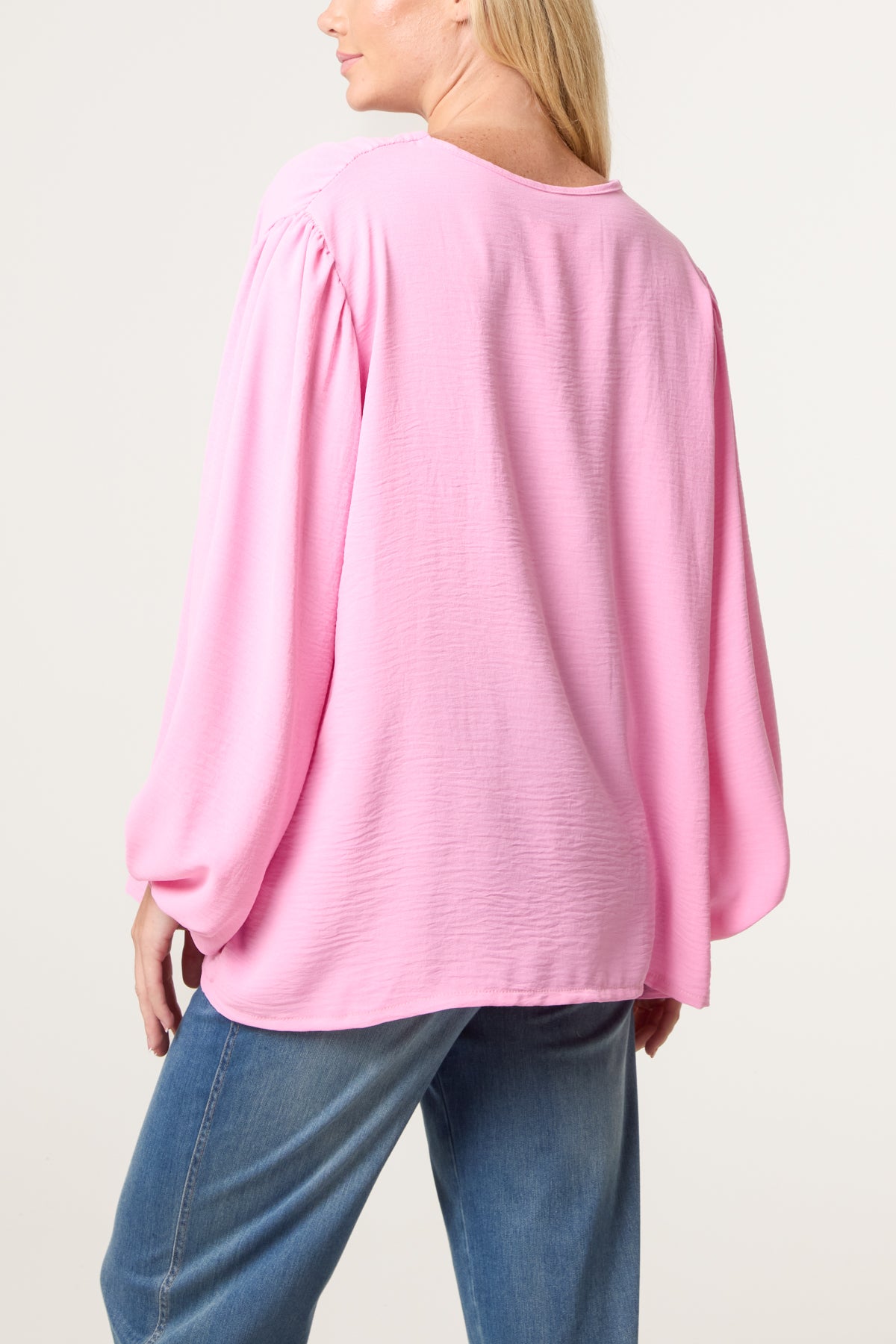 Collarless Button Through Blouse