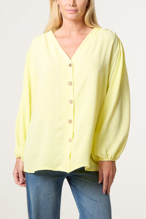 Collarless Button Through Blouse