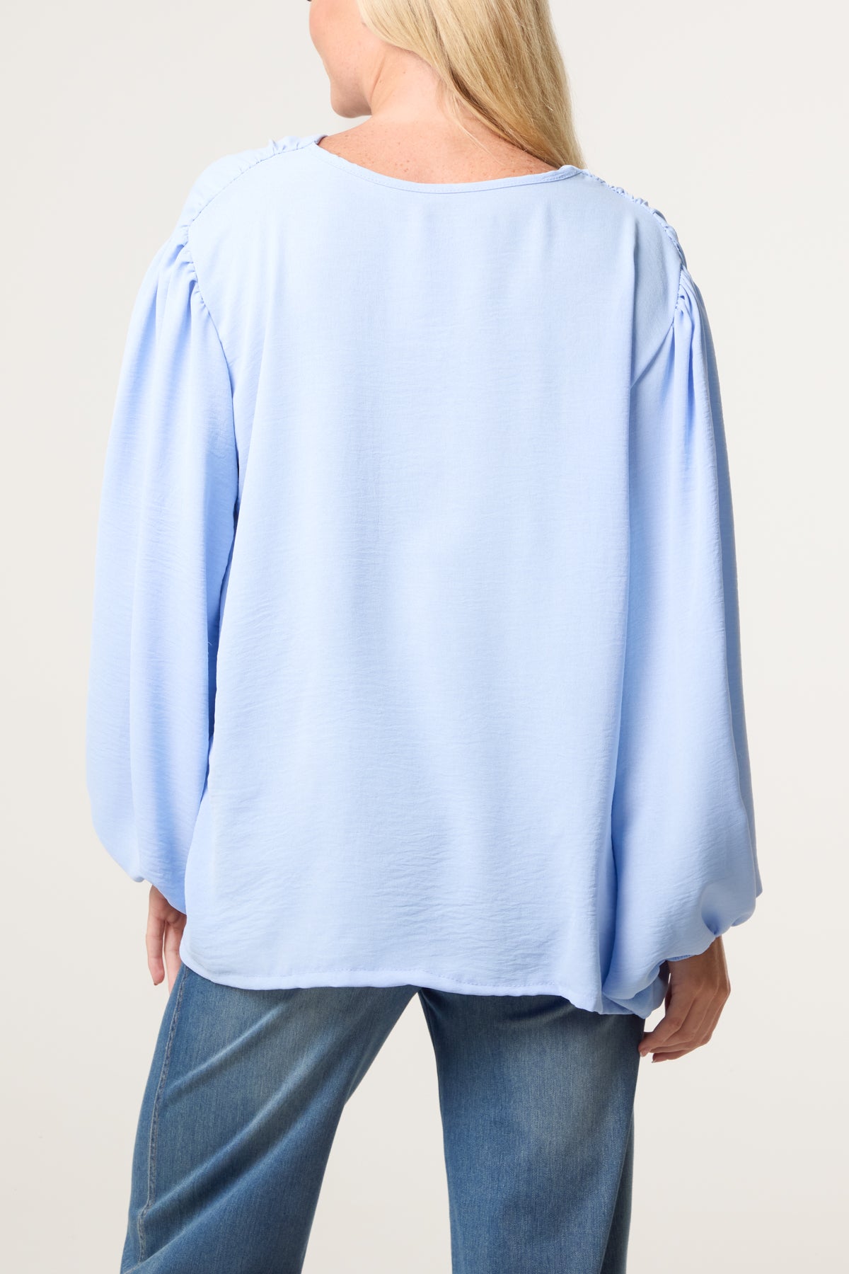 Collarless Button Through Blouse