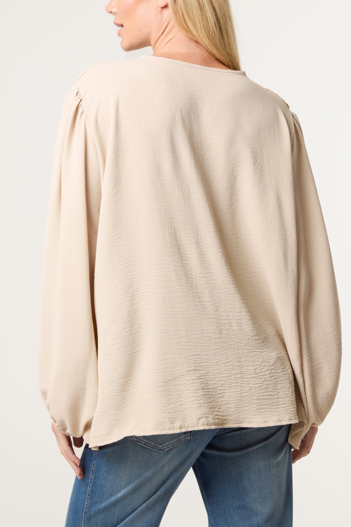 Collarless Button Through Blouse