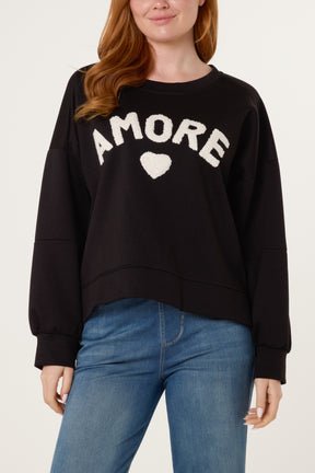 Flocking "Amore" High Low Sweatshirt
