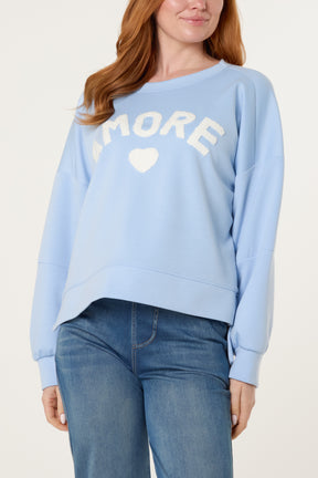 Flocking "Amore" High Low Sweatshirt